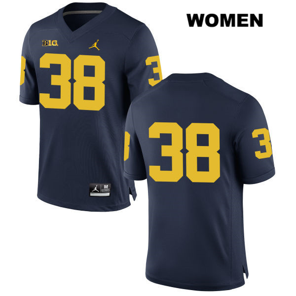 Women's NCAA Michigan Wolverines Geoffrey Reeves #38 No Name Navy Jordan Brand Authentic Stitched Football College Jersey LQ25T48RG
